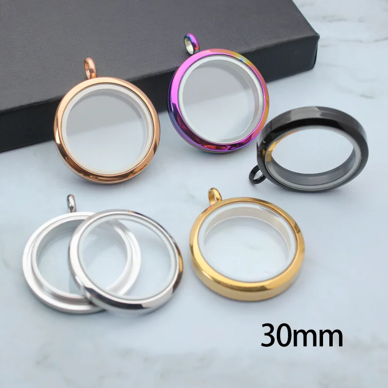 5PC/lot 30mm Glass Floating Locket Pendant Stainless Steel Twist Medallion Living floating charm Locket For Jewelrys Making