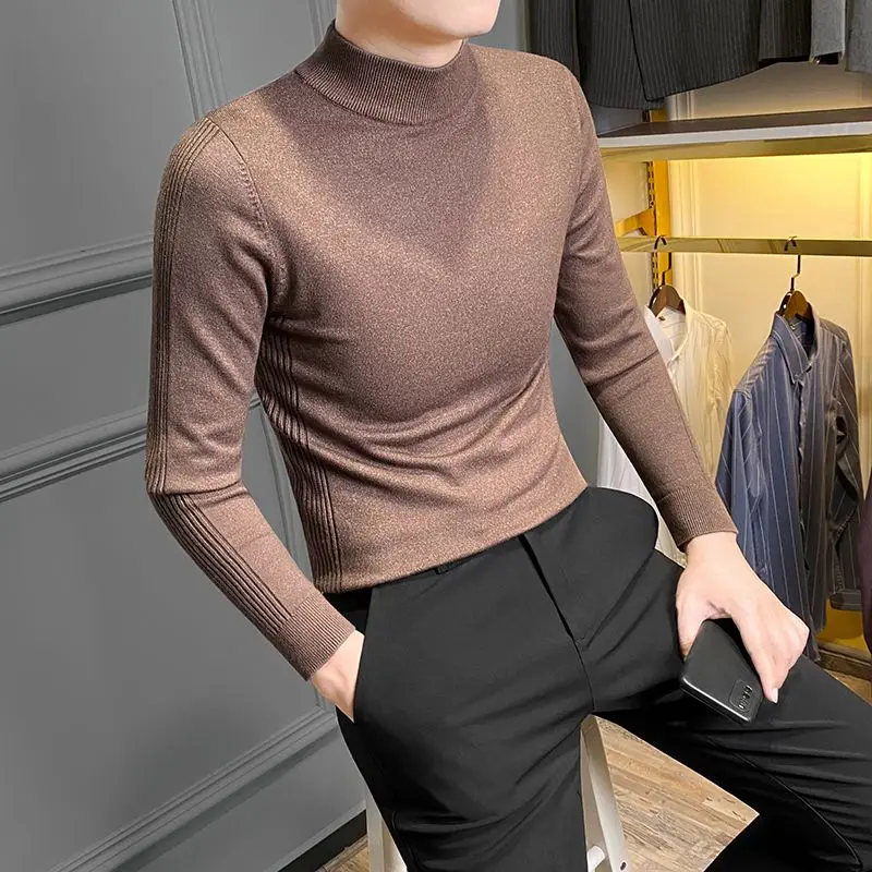 

Sweaters Popularity Men's Clothing T-Shirts Long Sleeve Turtleneck Keep Warm Windproof Long Sleeves Elasticity Comfortable
