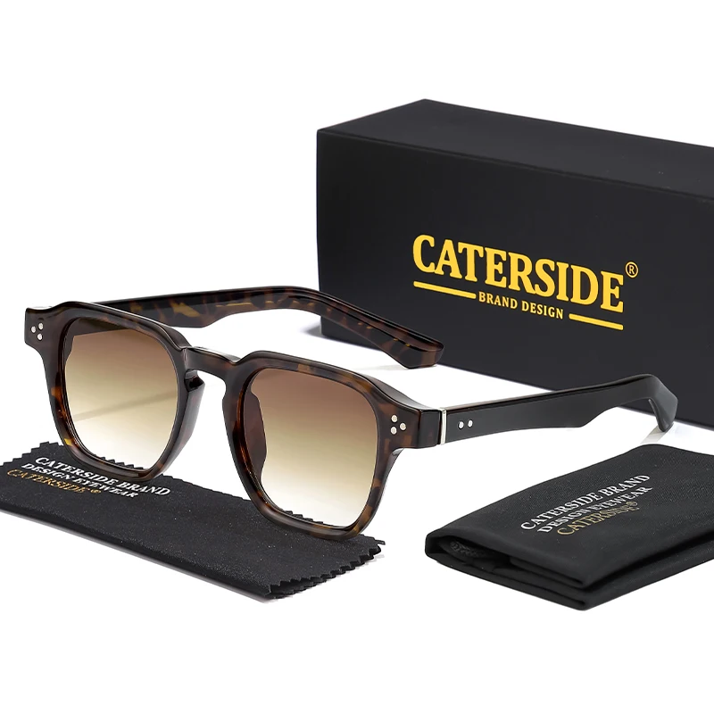 CATERSIDE Vierkante mode-zonnebril Heren Core Insert Temple Luxe merk zonnebril Dames Reizen Strandfeest Festival Geschenken - afbeelding 1
