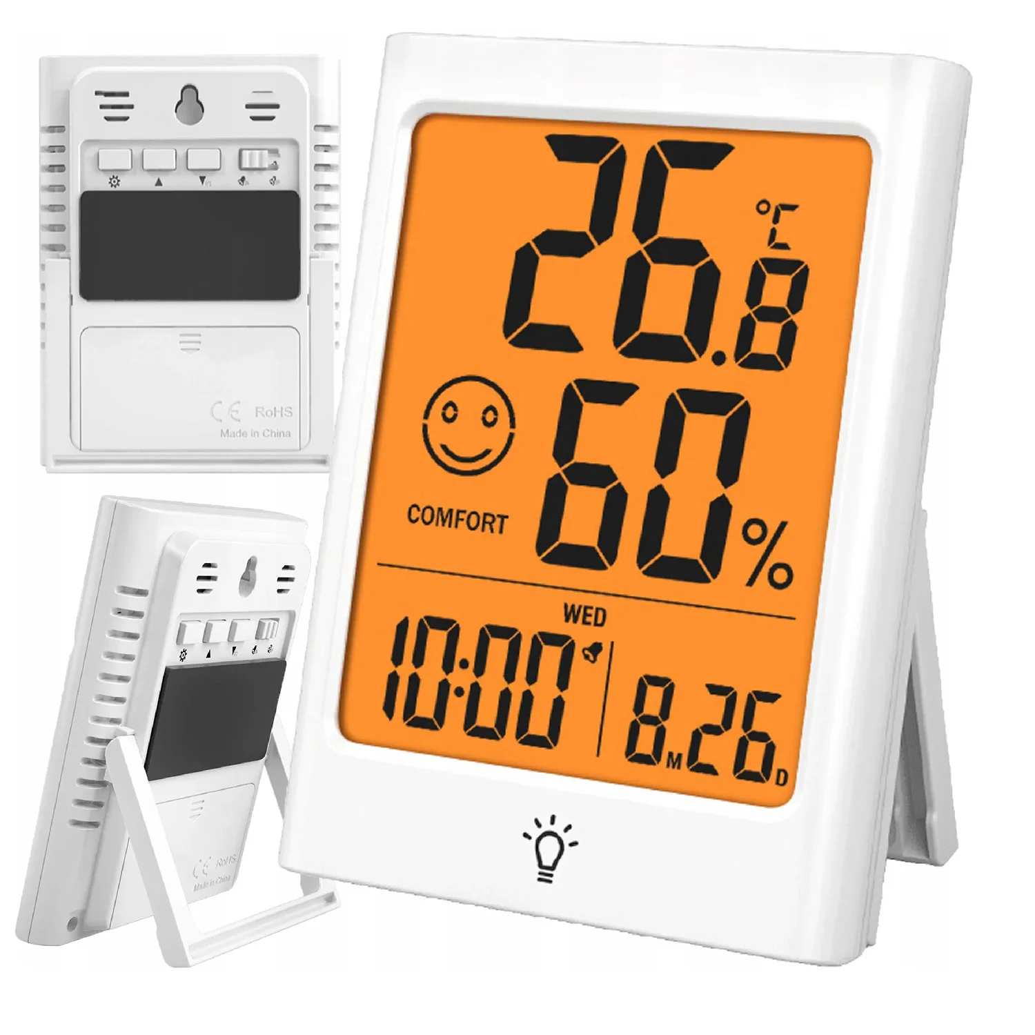 Timloon Digital Thermometer Hygrometer, Smart Indoor Temperature and Humidity Monitor with °c/°f Switch and Alarm for Home