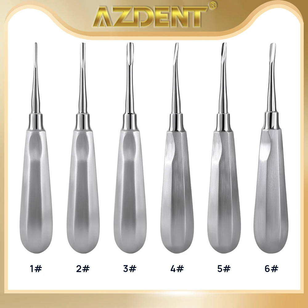 Azdent Dental Elevator Stainless Steel Dentist Tool Surgical Instrument Tooth Extraction Tool Straight Curved Teeth Elevator Lab