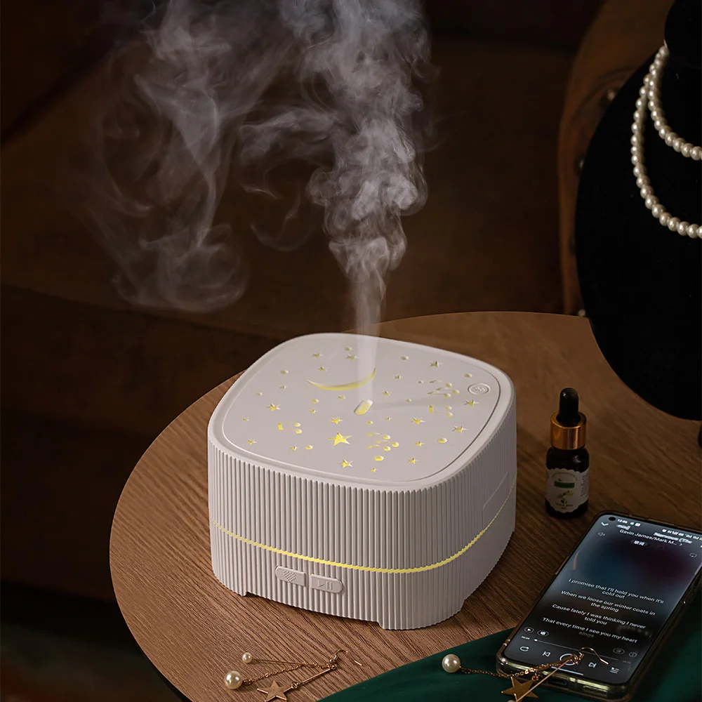 500ML ultrasuoni aria olio essenziale umidificatore USB lettore musicale 7 colori LED diffusore di aromi profumati con luce notturna altoparlante BT