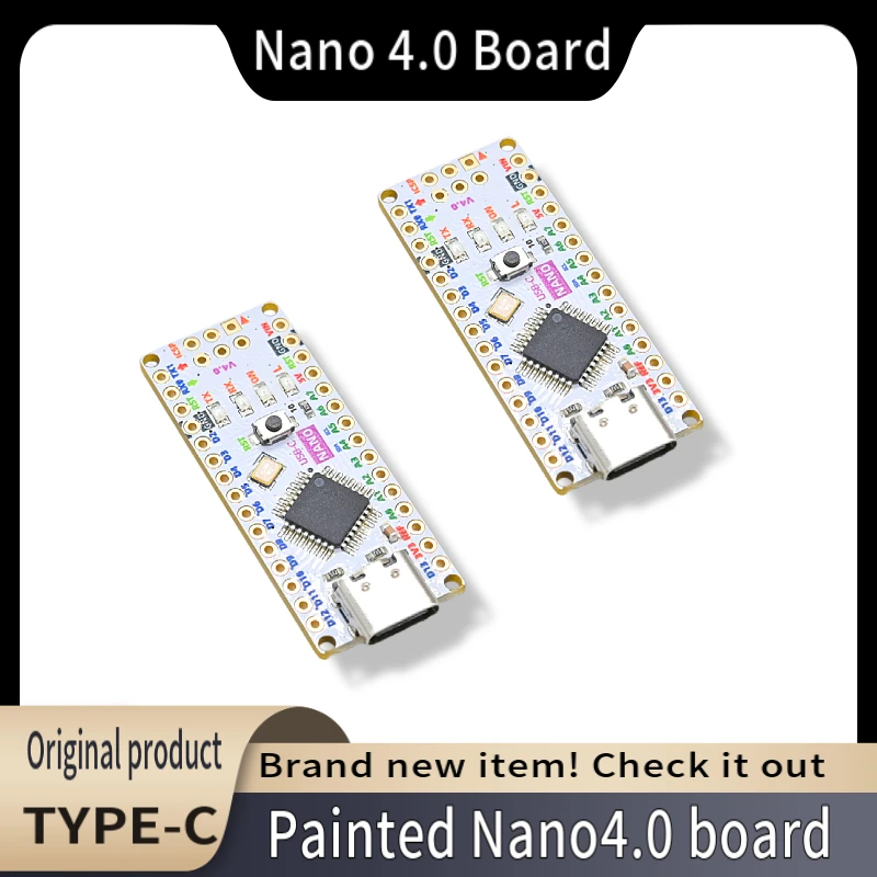 Colorful New Nano 4.0 Board with Type-C – Compatible with Arduino Nano 3.0 – USB-C Nano Board for Arduino IDE (A00051)