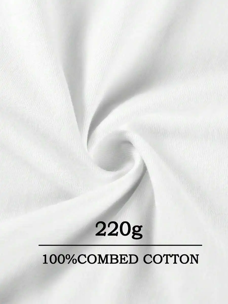 

220G 100% Combed Cotton Unisex Crew Neck Short Sleeve T-Shirt Casual Print