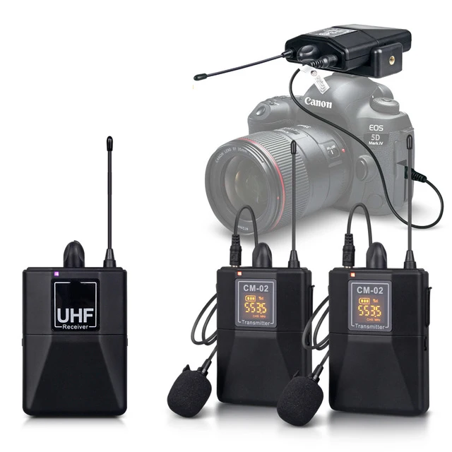 Hot selling Wireless lapel Camera /dslr wireless microphone  For Interview Recording