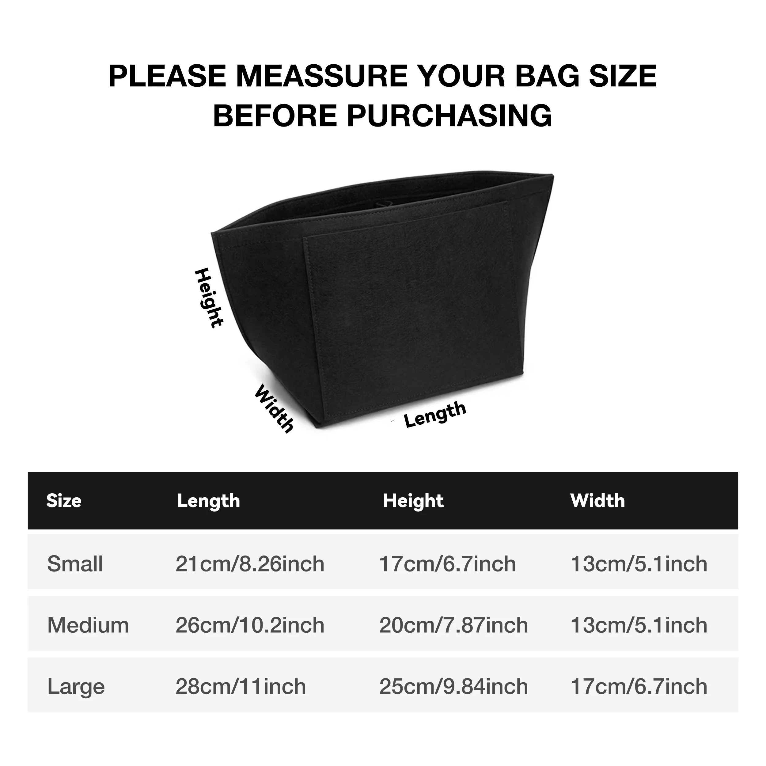 Portable Felt Insert Bag Travel Makeup Organizer Liner Purse Support Cloth for Handbags - Organizer Insert for Portable Use