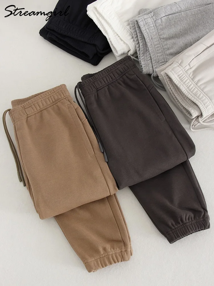 White Straight Sweatpants Women Pants High Waist Black Cotton Trousers womens Coffee Joggers Woman Sports Pants For Women Casual