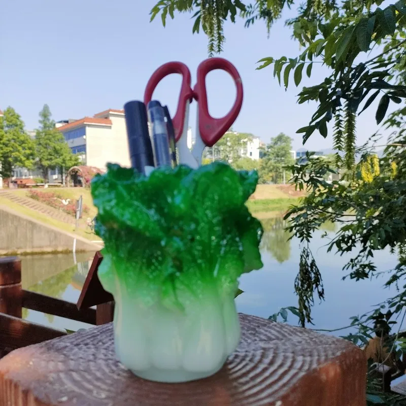 Cabbage pen holder, practical gift, home decor, office supplies organizer, student stationery, birthday gift