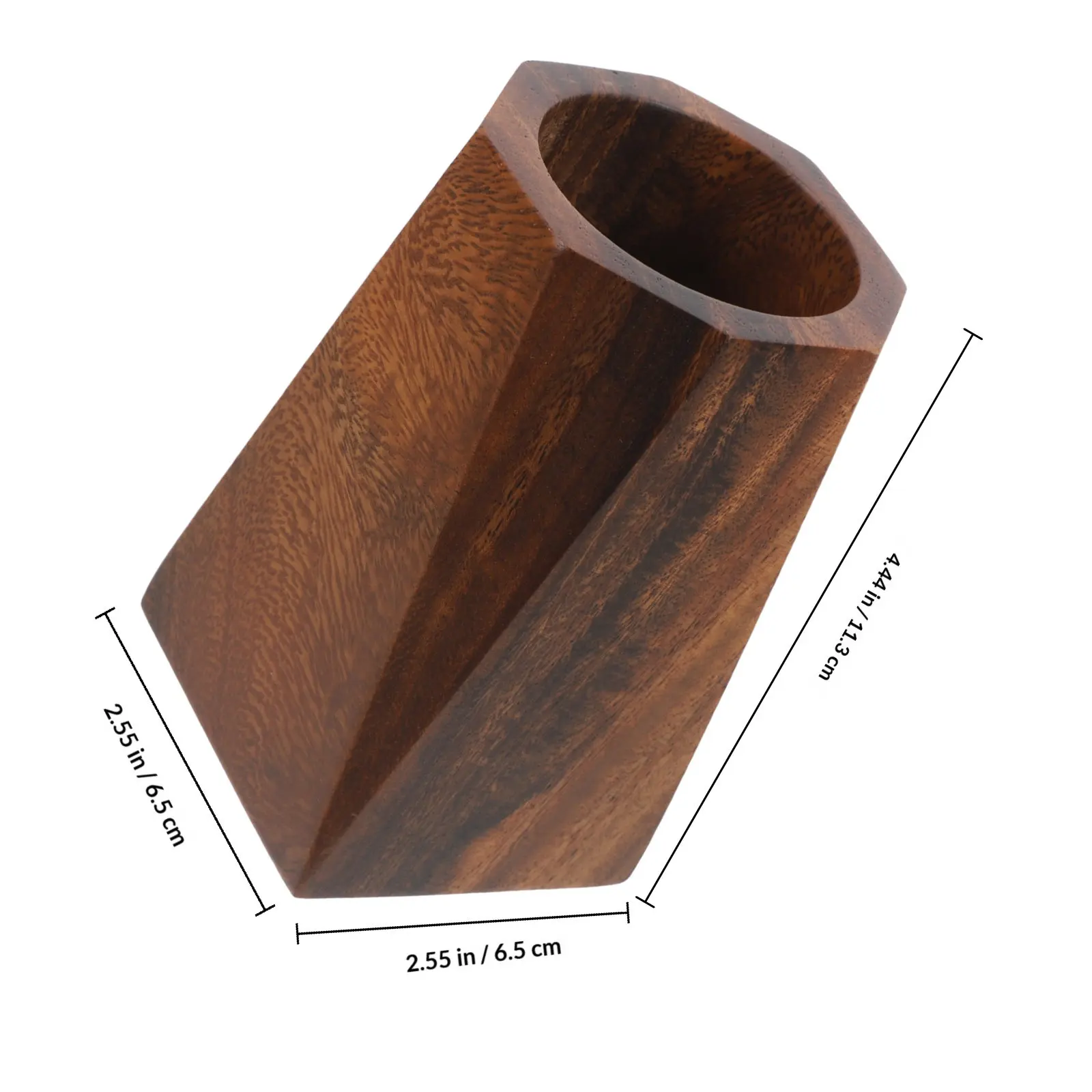 Walnut Wood Wooden Pen Holder Octagonal Pencil Cup Desk Organizer Office Desktop Storage Box Stylish Decorative Supply Case