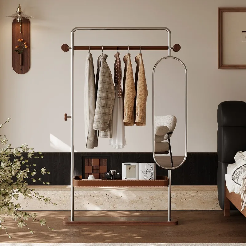 Metal Display Coat Racks Mirror Modern Garment Hanging Bedroom Living Room Clothes Coat Racks Standing Perchero Home Furniture