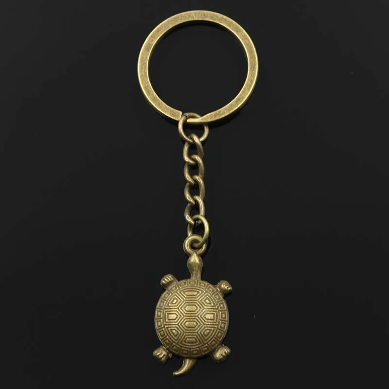 Fashion Keychain 34x20mm Tortoise Turtle Sea Silver Color Pendants DIY Men Jewelry Car Key Chain Ring Holder Souvenir For Gift