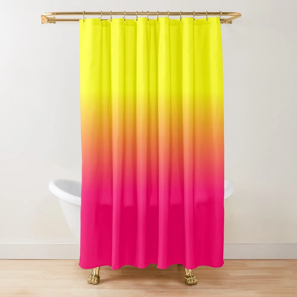 

Neon Pink and Neon Yellow Ombr Shade Color Fade Shower Curtain For Bathroom Anti-Mold Waterproof Shower Curtain