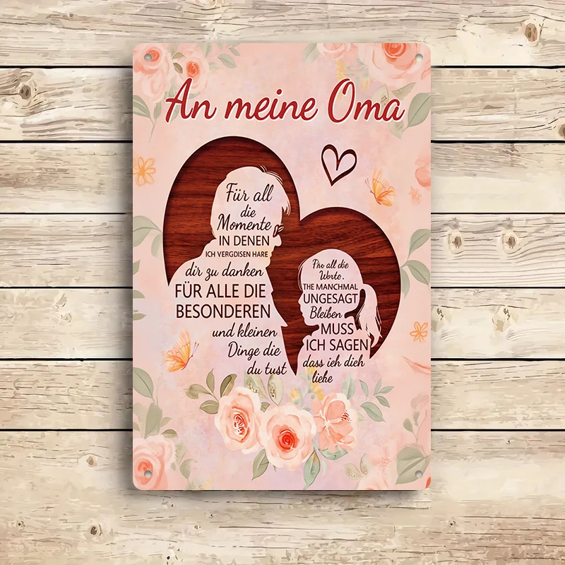 1 قطعة 2D شقة دافئة خشبية على شكل قلب تصميم الجدة الحديد اللوحة اللوحة الألمانية الأسرة التذكارية الديكور جدار اللوحة غرام