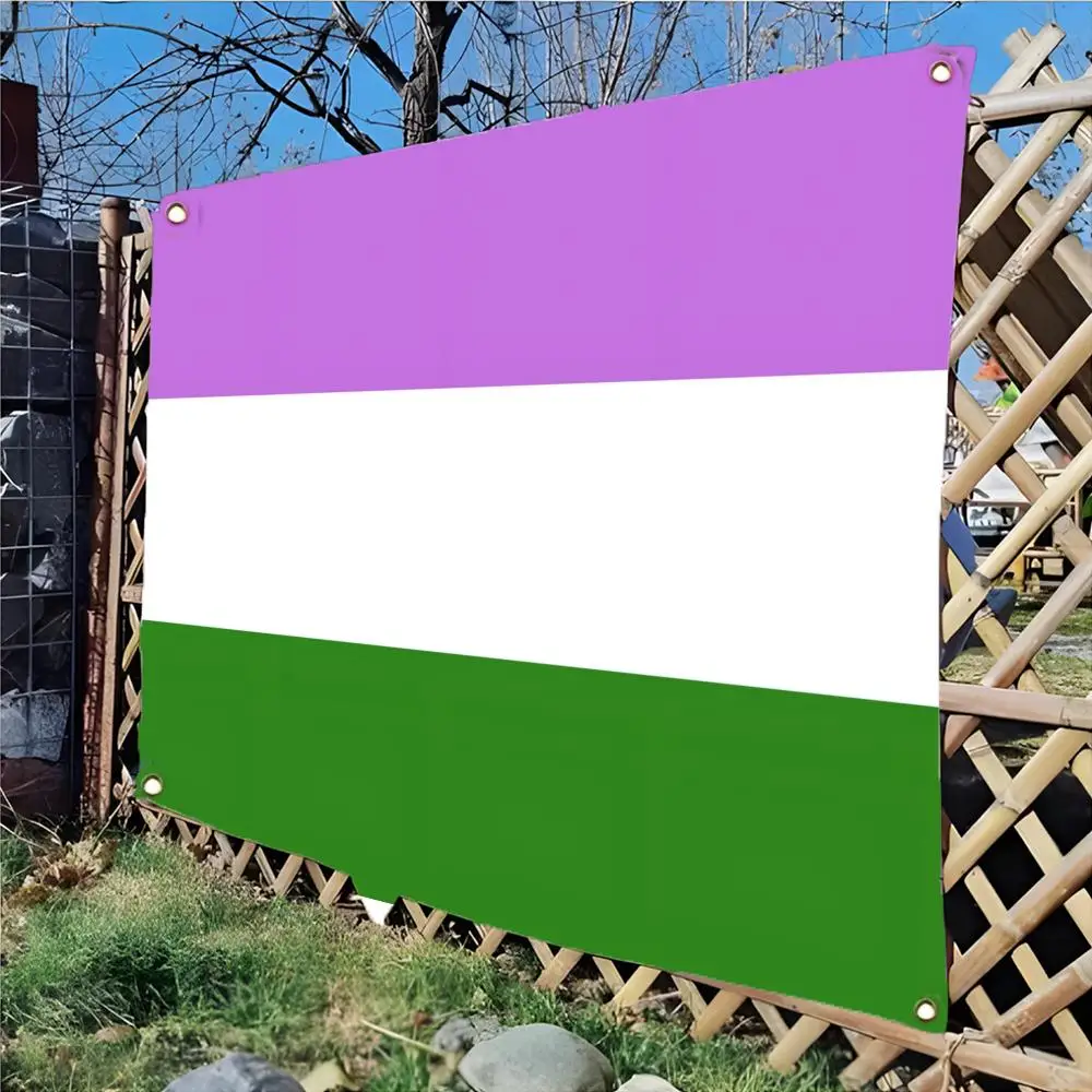 Genderqueer Pride Flags Edgeless four-ring hanging decor indoor outdoor compatible easy for hanging display
