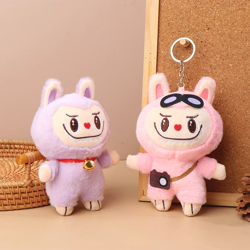 Labubu Plush Toy Keychain Cartoon Little Rabbit Soft Stuffed Doll Pendant Car Key Ring Backpack Bag Decor Kid Gift