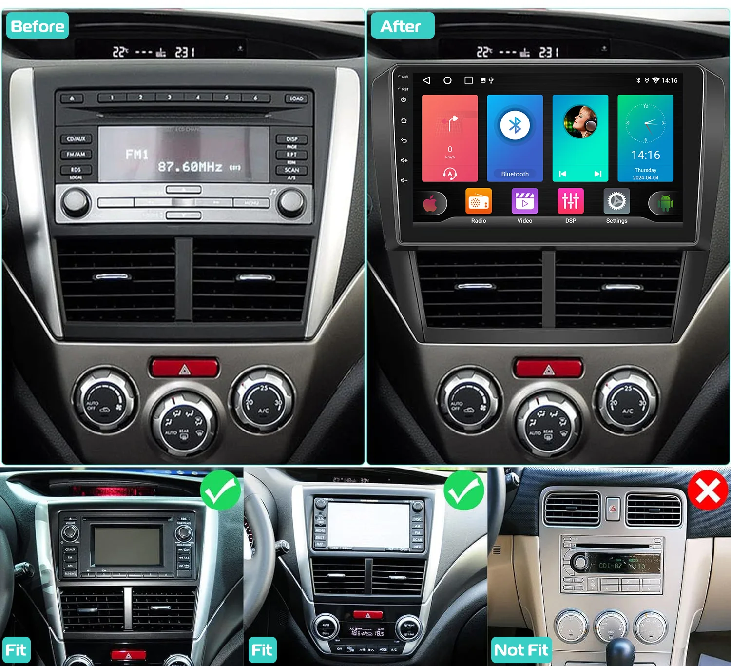 أندرويد 15 راديو السيارة مشغل وسائط متعددة لسوبارو فورستر 3 SH WRX 2007-2013 لسوبارو امبريزا GH GE 2 Din GPS رئيس وحدة DSP #3