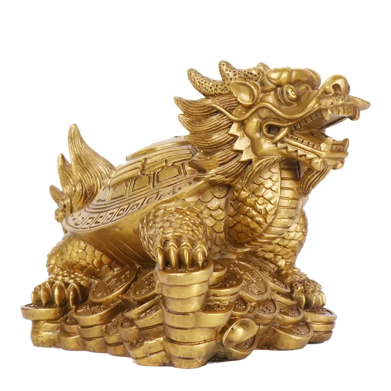 Copper Statue Pure copper dragon turtle ornament Eight Trigram turtle dragon head turtle avoid villains