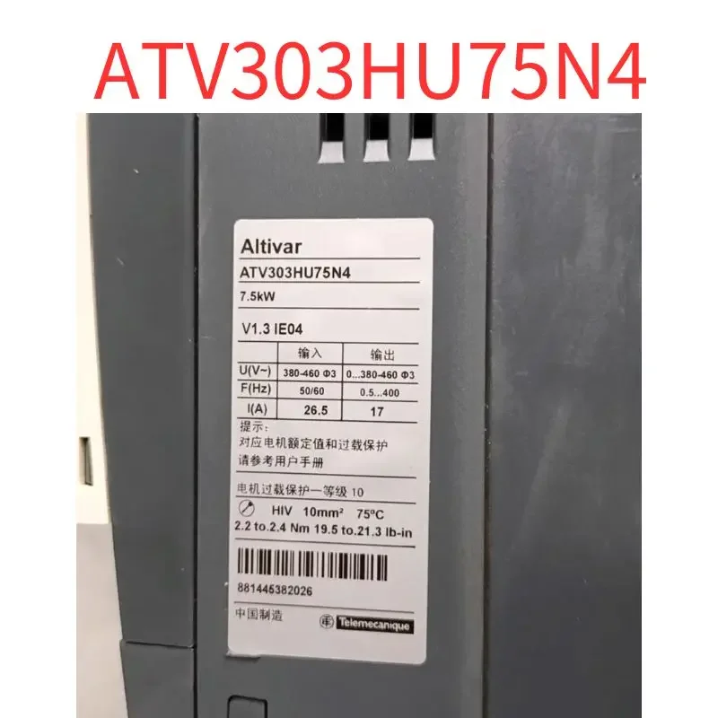 Second-hand Original Frequency converter ATV303HU75N4 7.5KW 380V