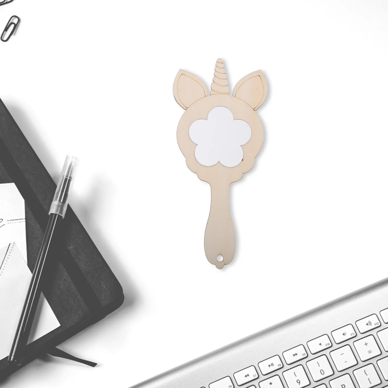 1 مجموعة لم تنته خشبية يونيكورن يده مرآة الحرفية مجموعة صغيرة دهان داي مرآة الاطفال الإبداعية ملحق الاطفال المرايا