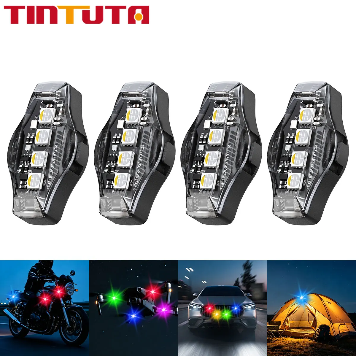 Wireless LED Strobe Lights Car Decor Atmosphere Light RGB Rechargeable Anti-Collision LED Warning Light for Motorcycle Bicycle