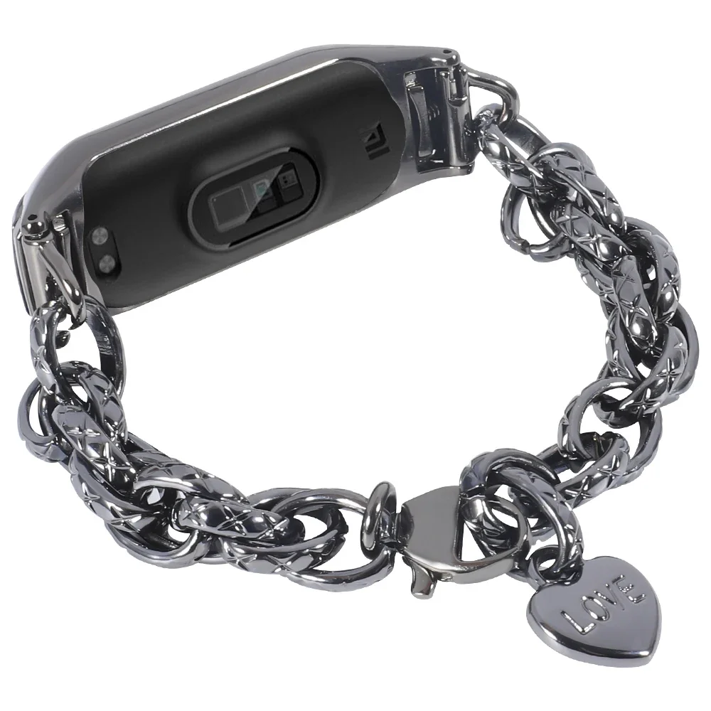 Correa de pulsera inteligente para Xiaomi Mi band 8 7 6 5 4 pulsera de Metal de acero inoxidable para mujer para Xiaomi mi Band 9 10 Correa