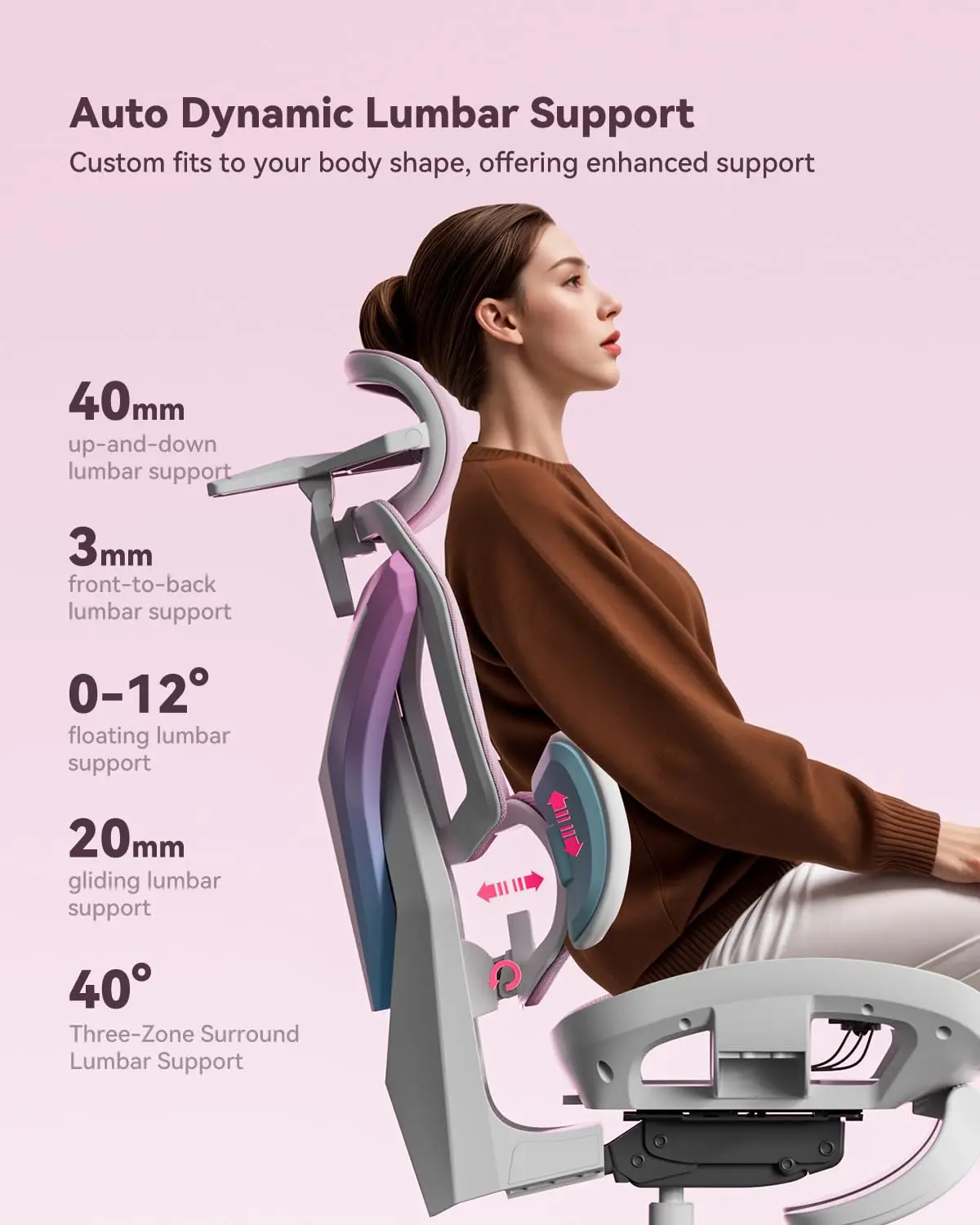 AutoFull G7 360° Armrests CloudTech Mesh 3-Zone Dynamic Lumbar Support 140° Recline Office Ergonomic Gaming Chair With Footrest