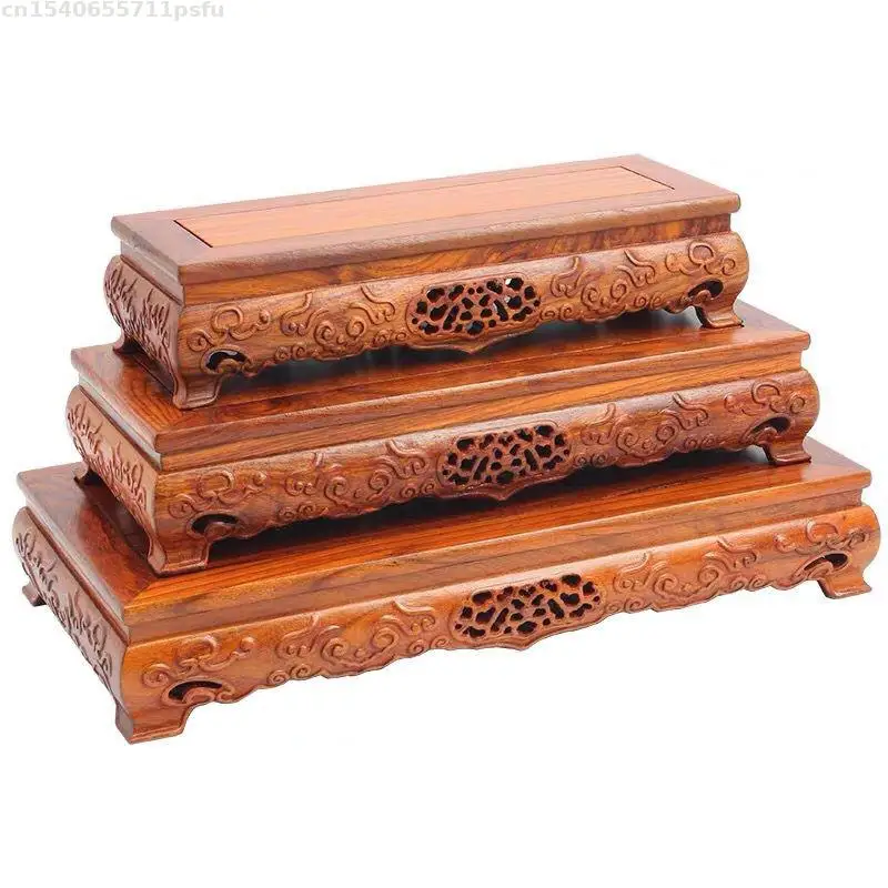 Premium Ebony Wood Base Stand, Home Decor Wooden Pedestal for Bonsai Flower Fish Tank Craft Tea Set Buddha Incense Vase Display