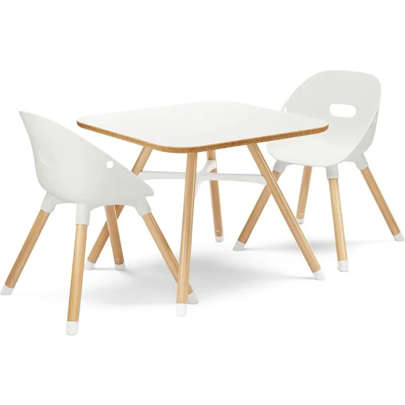 Kids Table and Chairs Set with Sustainably Sourced Wood of 2 Non-Toxic Bucket Seat Kids Chairs - Coconut