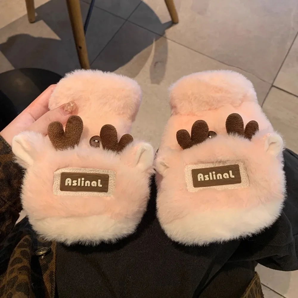 

Толстые теплые перчатки с рогами, мягкие пушистые антихолодные перчатки без пальцев с откидной крышкой, ветрозащитные зимние теплые перчатки на флисовой подкладке