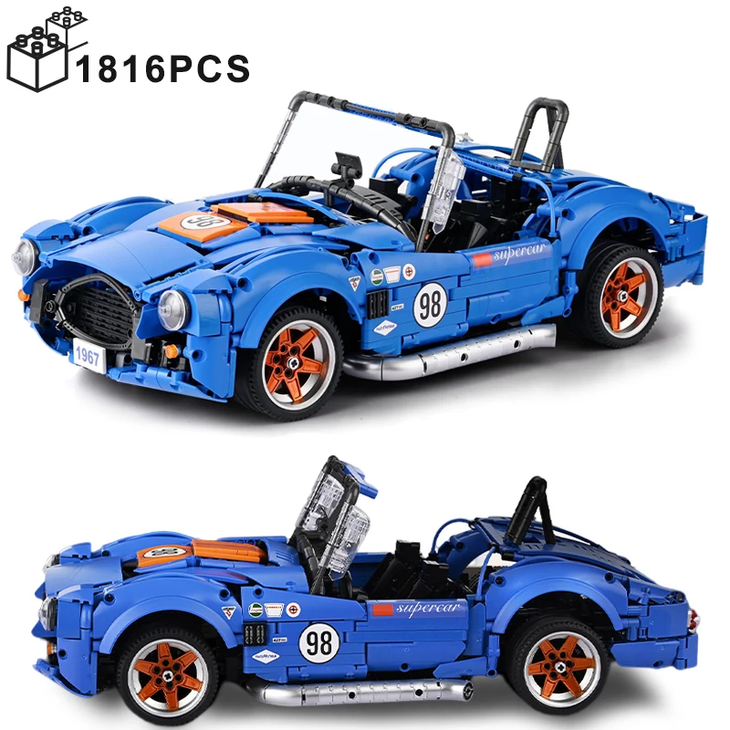 1816PCS Technical Retro Sport Car Shelbyed Cobra 427 Building Blocks Super Snake MOC Assemble Bricks Toys Gifts For Adult Friend