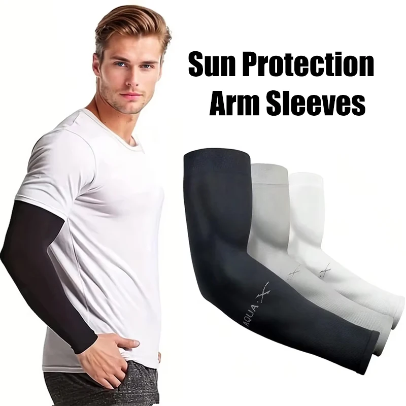 Outdoor Ice Silk Sun Protection Sleeves Unisex Summer Cooling Uv Arm Sleeves For Riding Driving Fishing Cycling