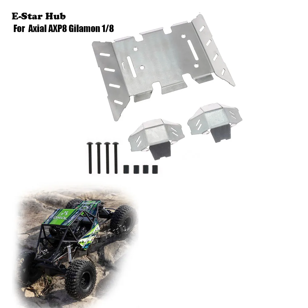 Stainless Steel Metal Bumper Chassis Armor Protection Skid Plate for  Axial 1/8 AXP8 Gilamon RC Car Upgrade OP Accessories