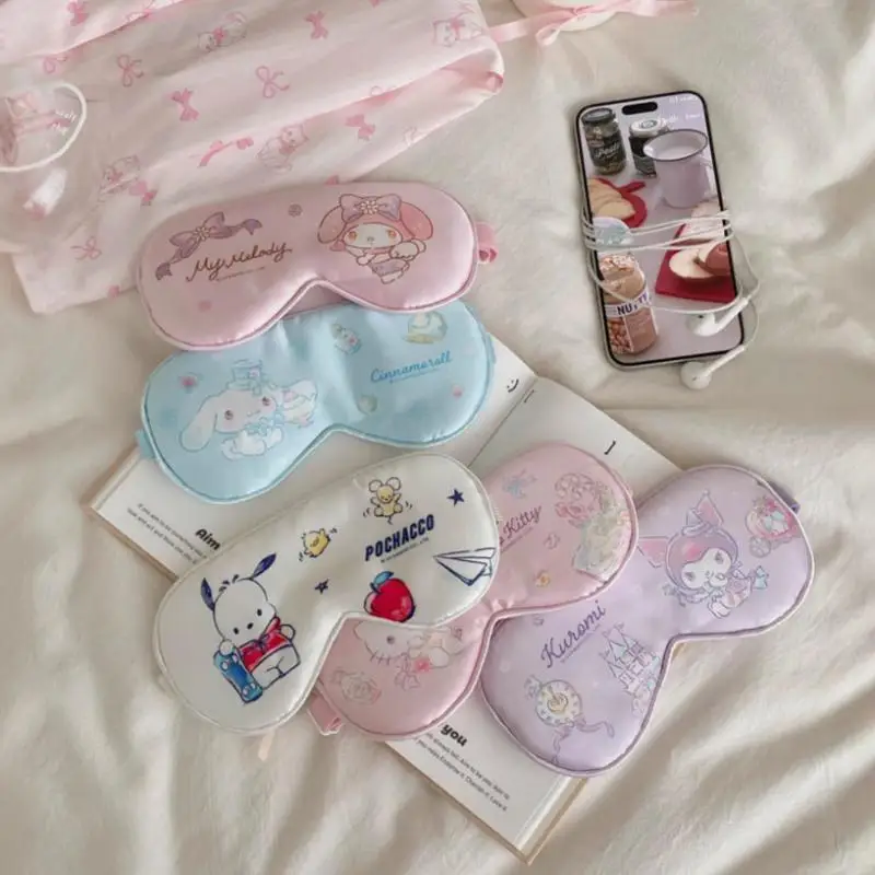 Kawaii Sanrio Hello Kitty Kuromi Cartoon Nap Time Relief Eye Protection Cover Sleep Blackout Eye Mask A Holiday Gift for Girls