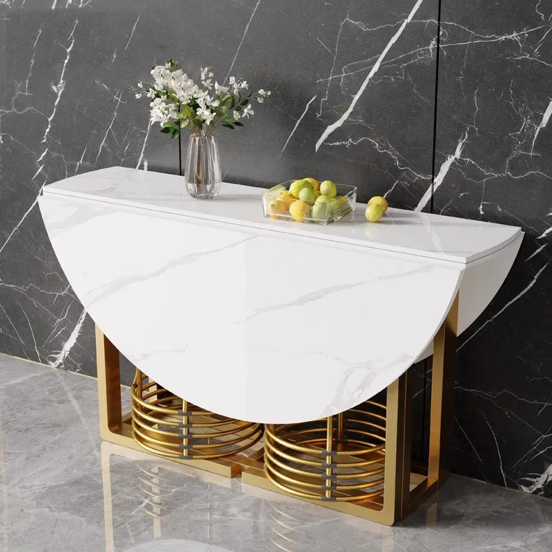 

ZLuxury выдвижные ножки обеденного стола, металлические золотые складные дизайнерские обеденные столы, экономия места Mesas De Jantar, мебель для гостинойX