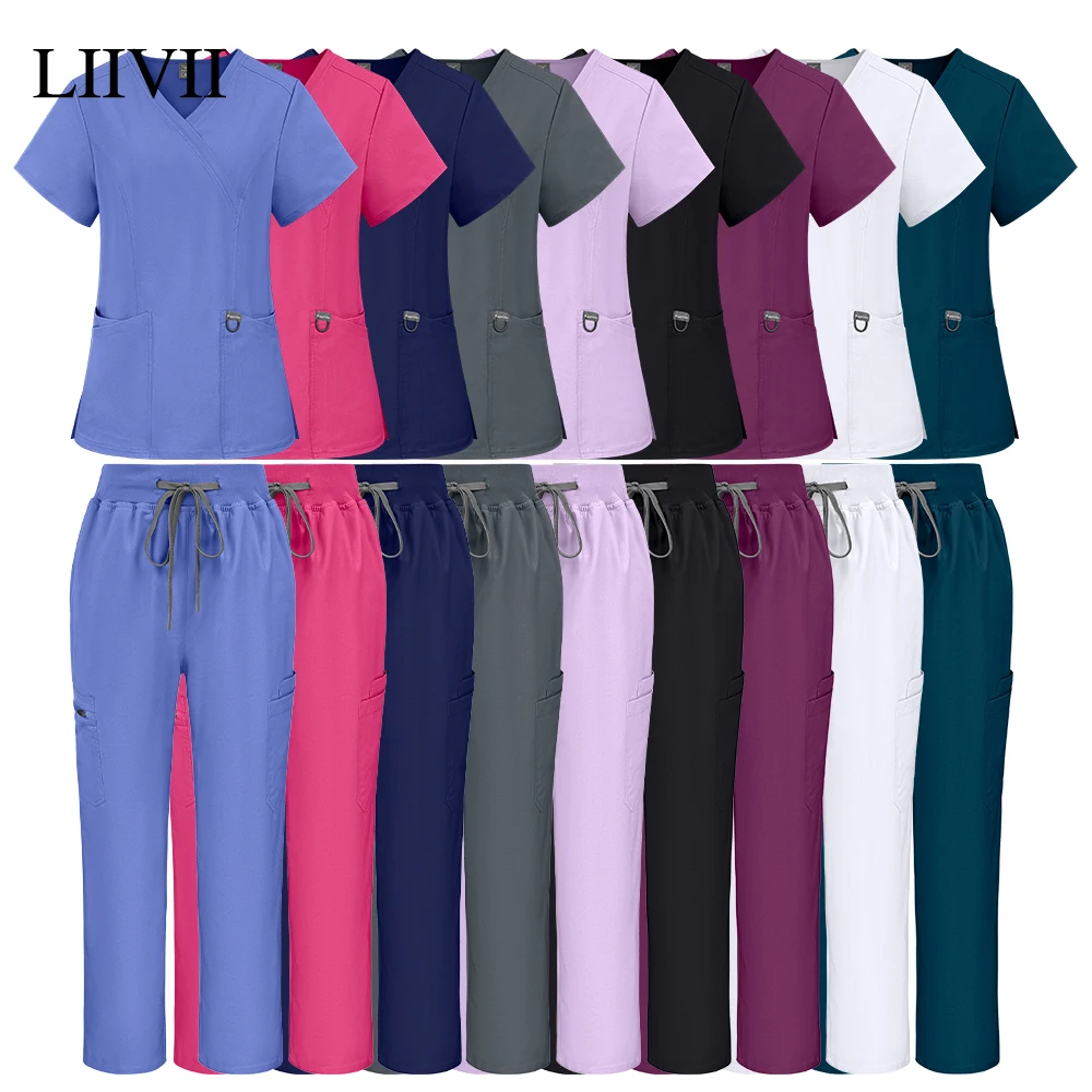 Oral Dentist Surgical Set Women Split Pocket Tops Straight Leg Pants Suit Hand Washing Elastic Quick-dry Hospital Nurse Uniforms
