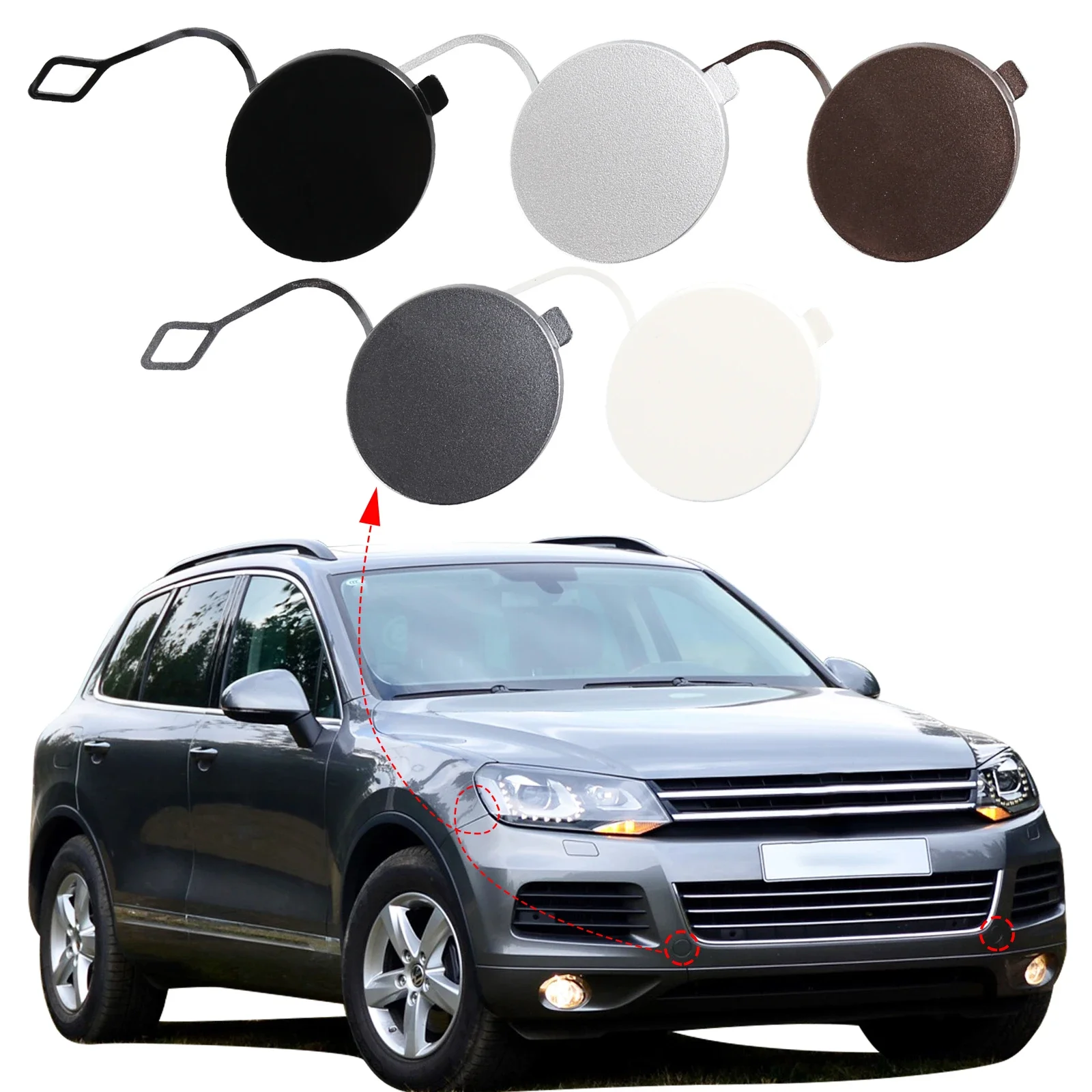 Front Bumper Tow Hook Cover Cap For VW Touareg 2011 2012 2013 2014 7P6807185 7P6807186 Trailer cover Car Accessories
