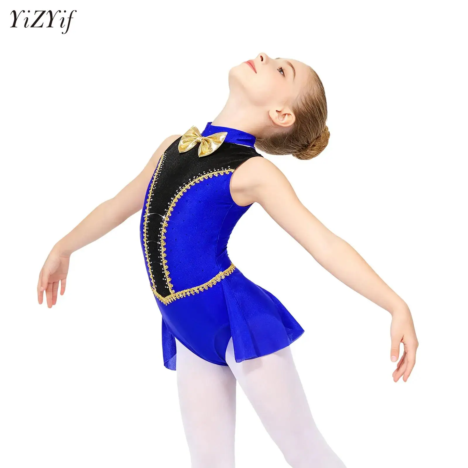 

Shiny Rhinestones Bodysuit Dress Kid Girls Ballet Leotard Dancewear Circus Ringmaster Costume Ballerina Fairy Prom Party Clothes