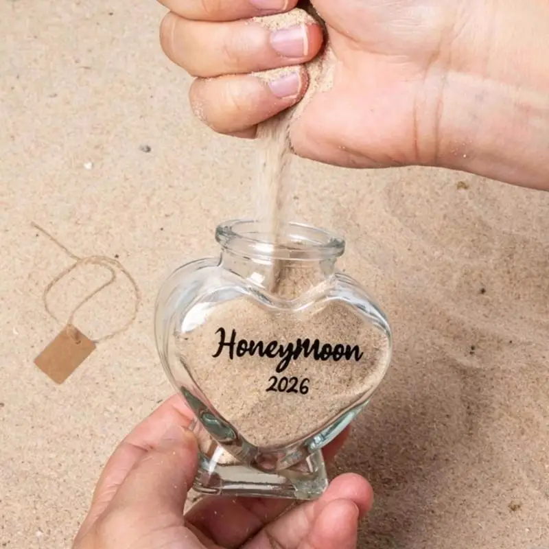 Heart Glass Jar with Corks Lid Glass Sand Keepsakes Jar 2026 Bridal Shower Gift,Romantics Honeymoon Gift for Couple J0MC