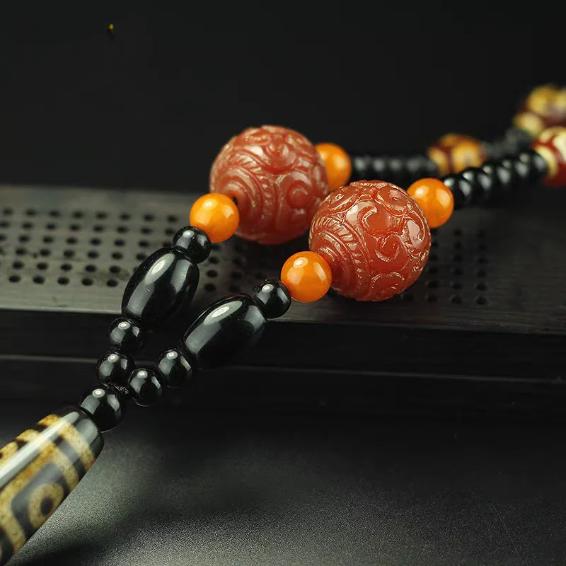 

Nature Tibetan Dzi Bead Amulet Pendant Fine Agate Mala Beads Good Hanging Gem With Certificate