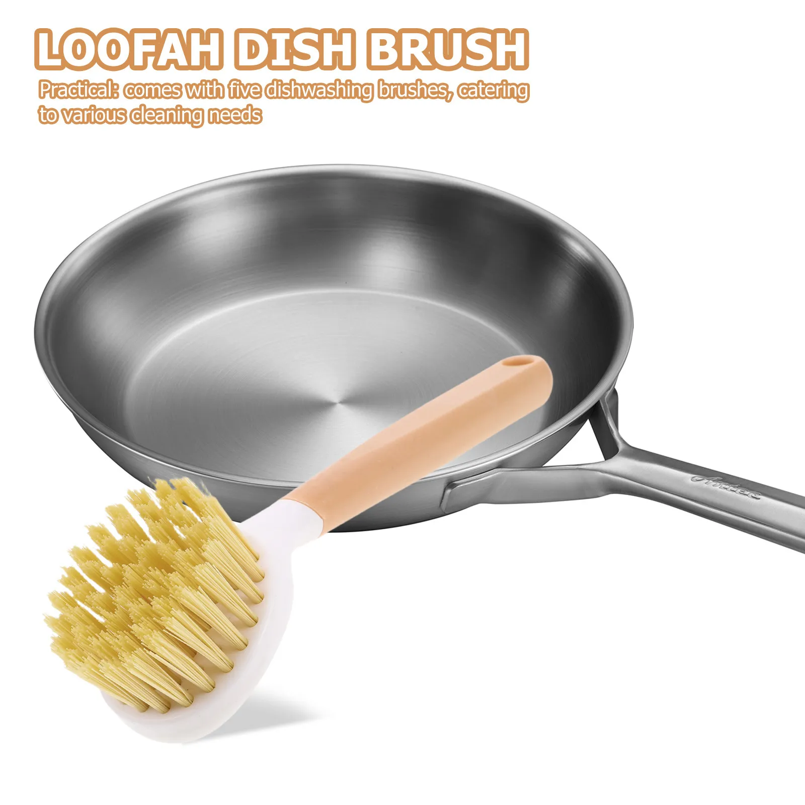 Kitchen Scrub Brush High-Efficiency Non-Scratch Pot Cleaner Ergonomic Handle Multi-Function Dish Scrubber Brush for Nonstick