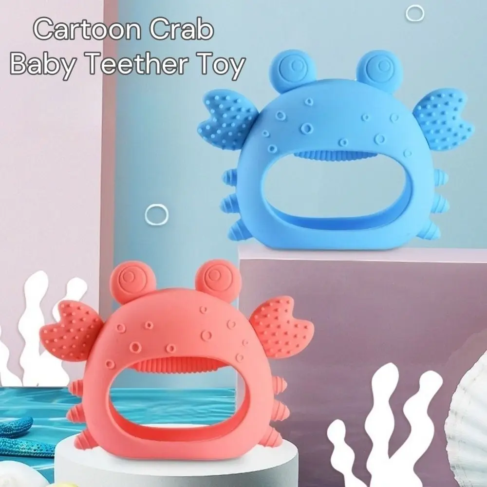 Cartoon Crab Baby Teether Toy Silicone Pink Blue Baby Soothing Gum Protects Teeth without BPA Infant Grinding Gum
