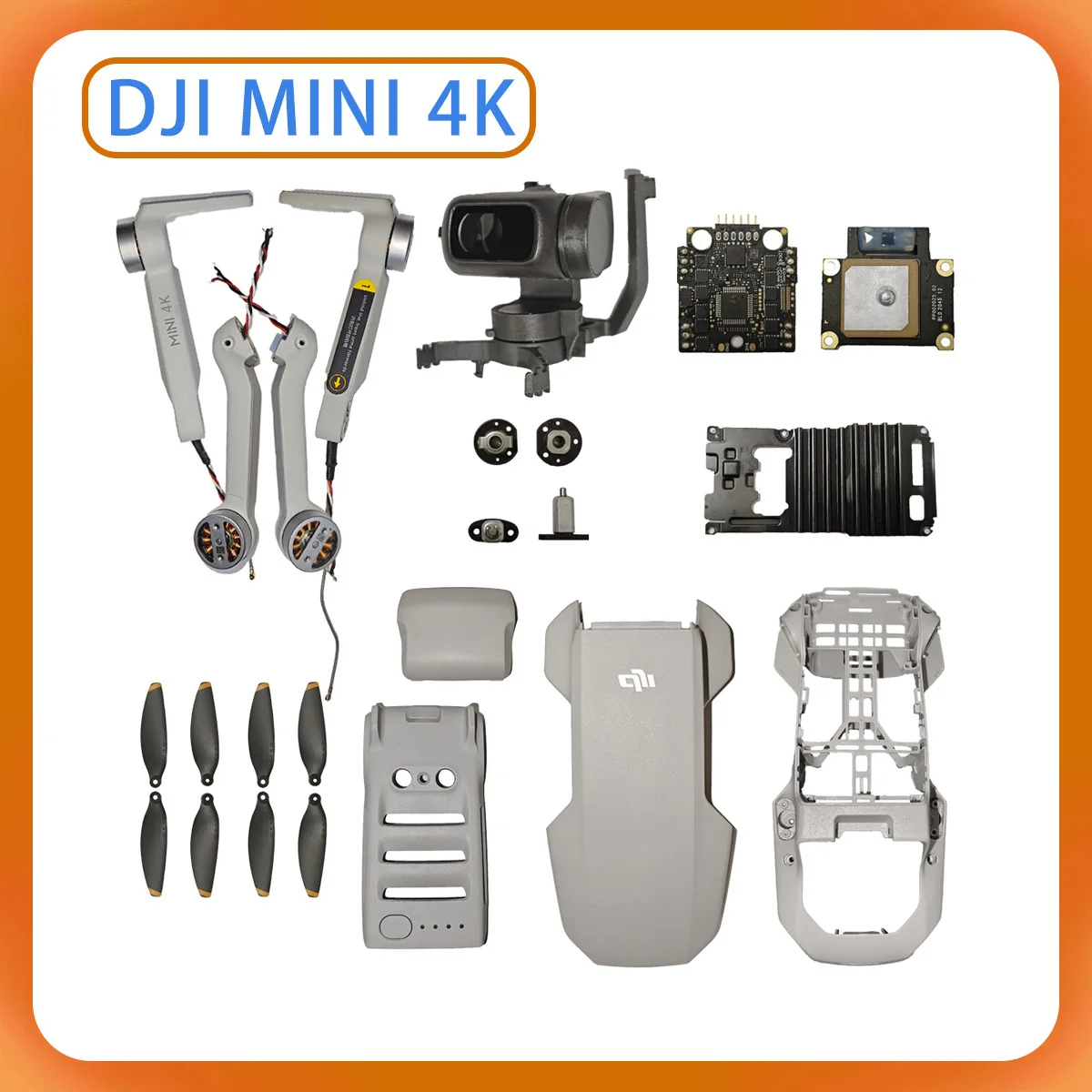 

Original Mini4k Aircraft Accessories, Upper Cover, Middle Shell, Bottom Shell, Left Front Motor, Min4k Frame Parts for Dji Min