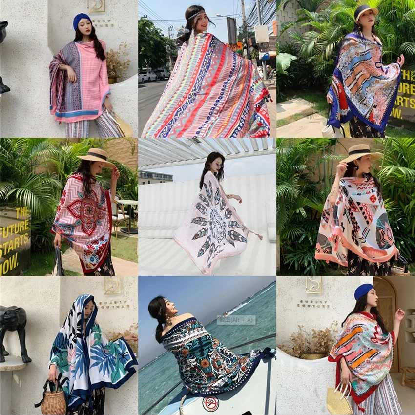 14 Type 90x180cm Print Long Beach Travel Suncare Dress Sarong Wrap Shawl Ethnic Scarf Women Brazilian Swimsuit Bathing Cover-Ups