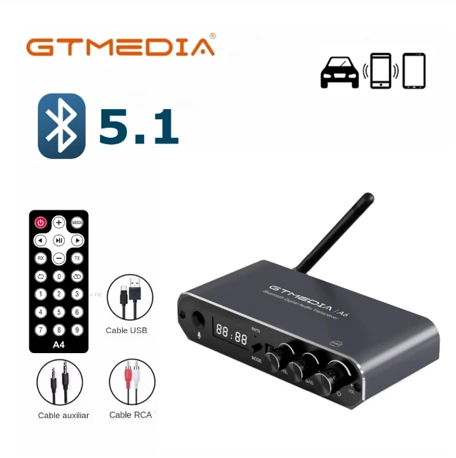 [Genuine] GTMedia A6 USB Wireless Bluetooth Audio Adapter Support TF Card Playback USB U-Disk 3.5mm AUX Car Audio+Remote Control