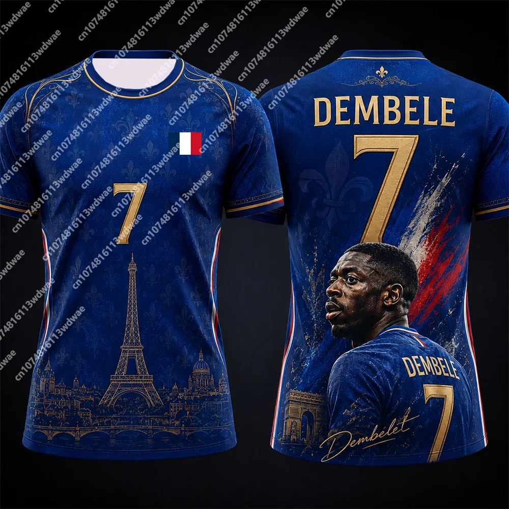 2026 France Football T-shirt Men football Quick-Drying Dembele 7 Football Shirt Outdoor Tracksuit Kit Special Edition Kid Tee