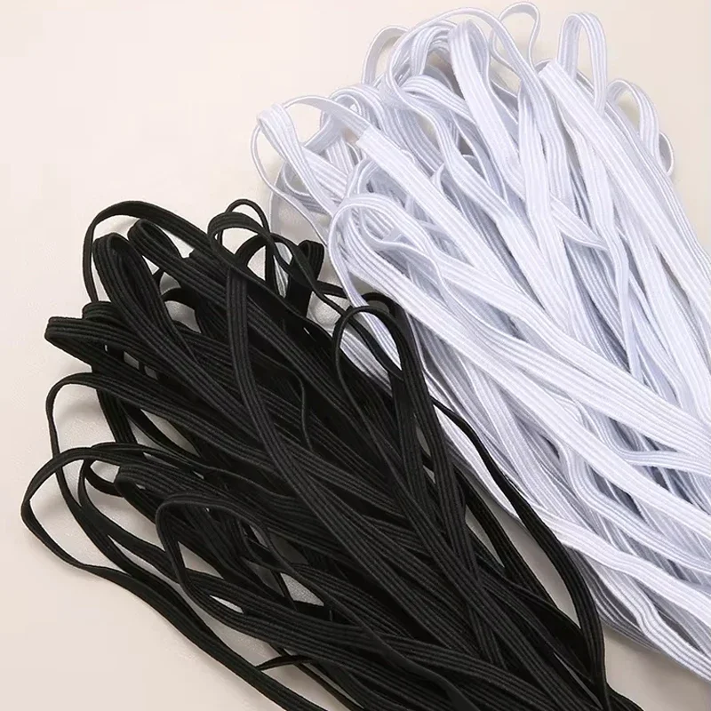 3mm Flat Elastic Band White Black High Elastic Flat Elastic Band Sewing Stretch Rope for Underware Pajamas Ties Trim DIY Mask
