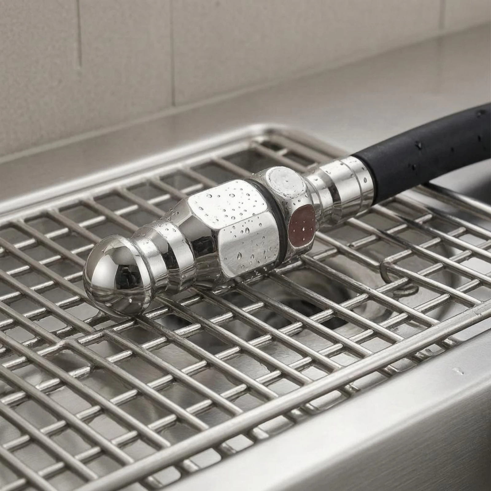 High-Pressure Nozzle Connector Cylindrical Body Pipe Cleaning Nozzle Silver Finish Stainless Steel