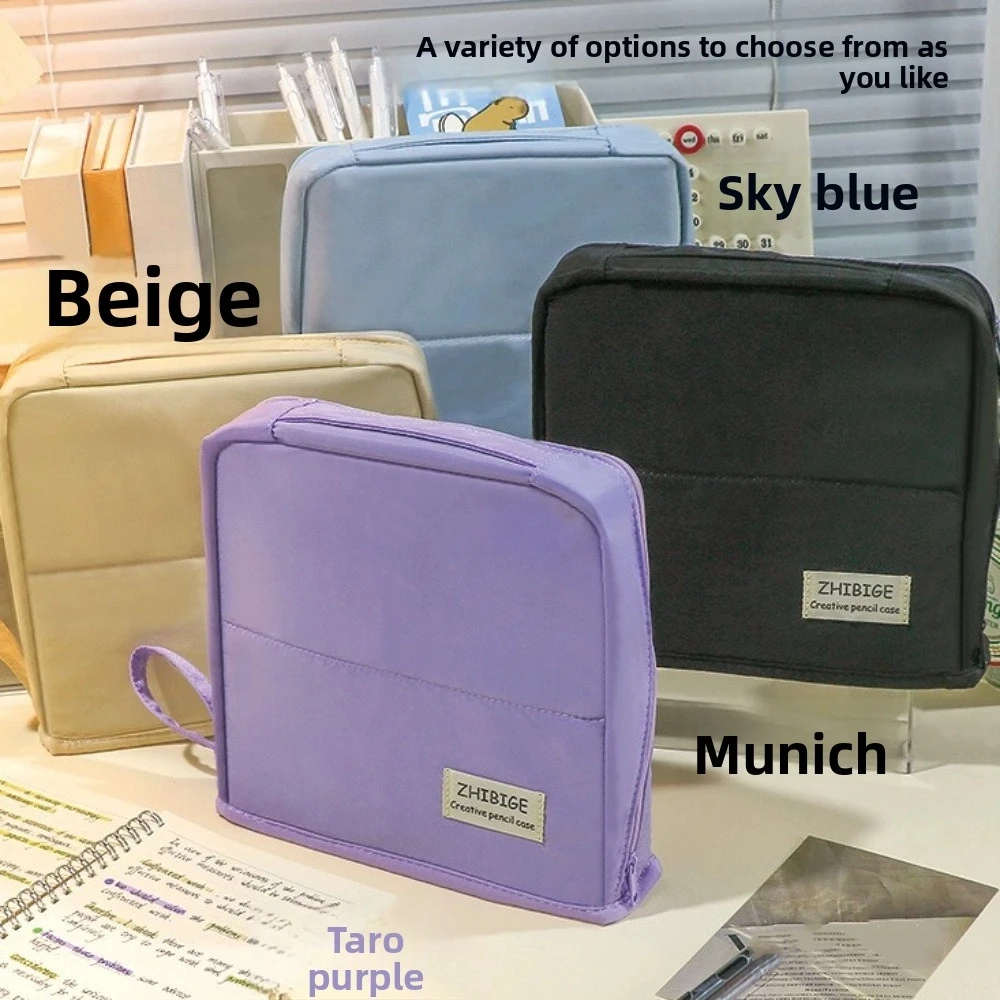 Large Capacity Folding Pencil Case Cosmetics Storage Multilayer Stationary Holder Zipper Aesthetic Pencil Box Desktop Storage