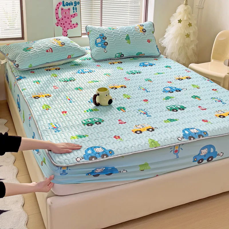 Anpassbares, klassisches A-Kühl-Luftfaserbett aus Seide mit frischem Cartoon-Druck für Schlafzimmer, zweiteiliges oder dreiteiliges Set