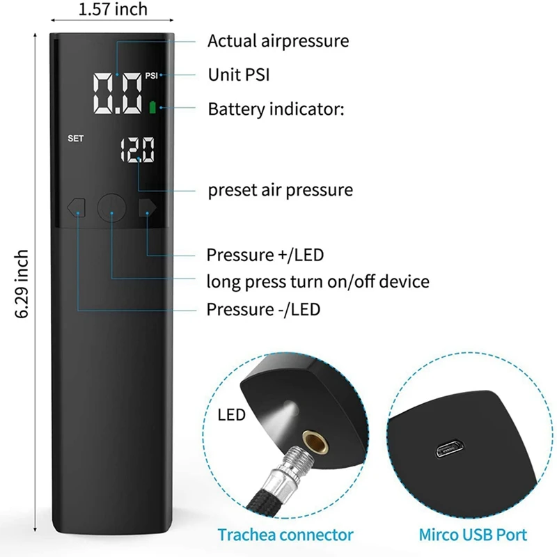 2x bomba de bola elétrica, bomba de ar inteligente portátil inflação rápida da bola com medidor de pressão preciso e display lcd digital